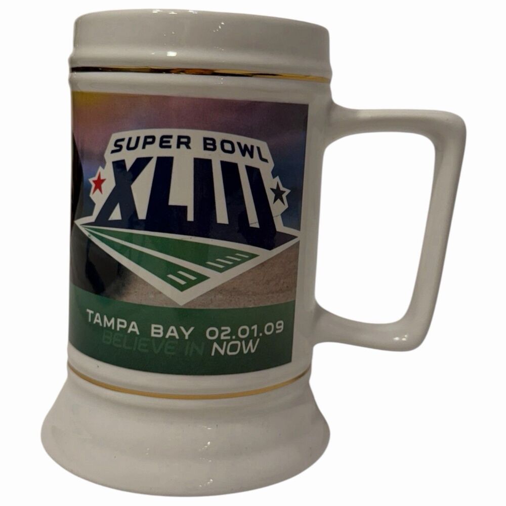 Super Bowl XLIII 28oz Stein Mug Steelers NFL 2009 Ceramic Beer Tampa Bay Game